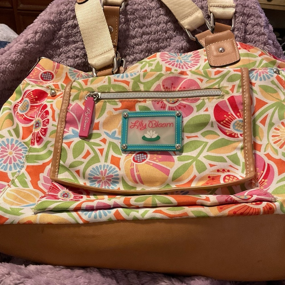 Lily Bloom Floral Shoulder Bag Colorful Canvas Purse Missing Crossbody Strap - Picture 2 of 7